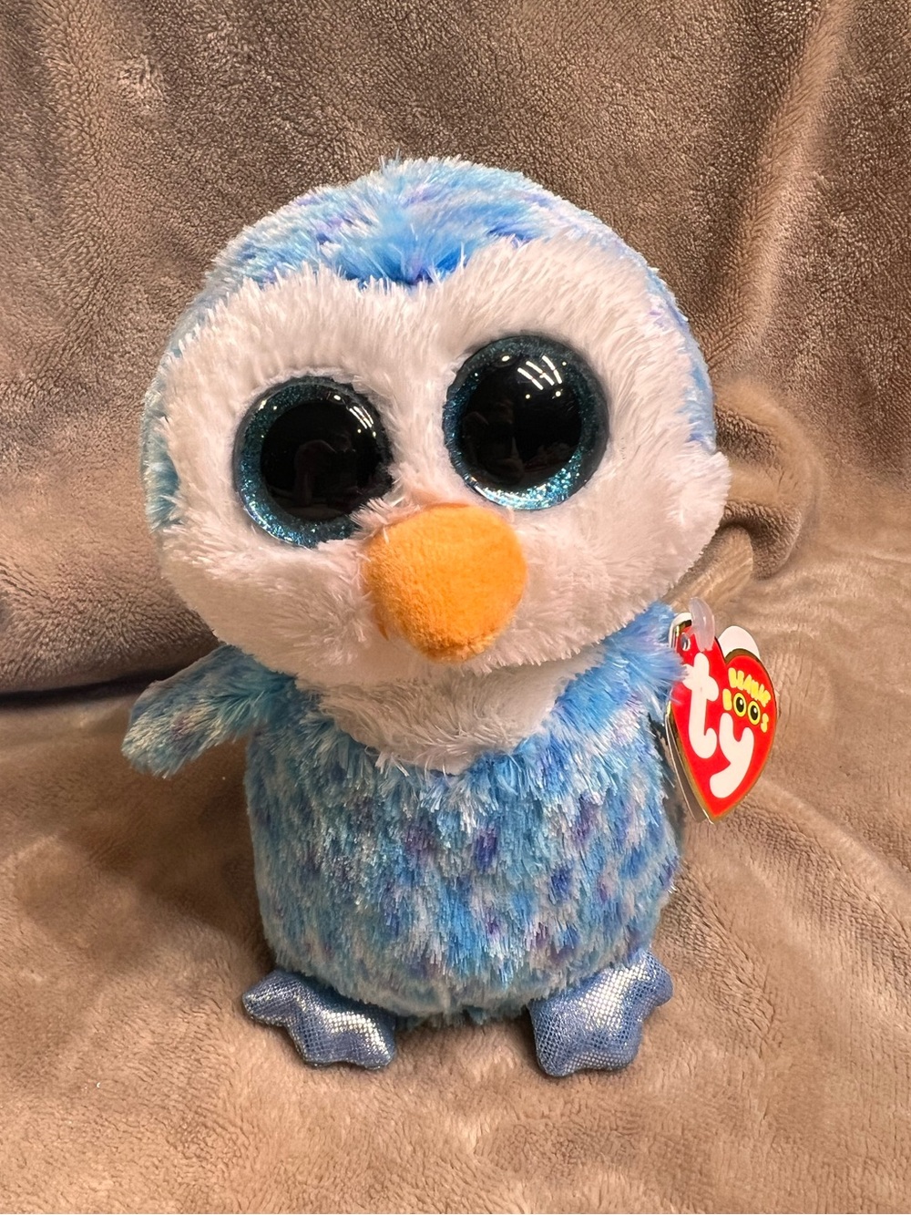 6" TY Beanie Boos 'Ice Cube' the Blue and White Penguin Stuffed Animal